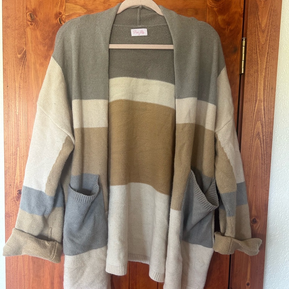 Pink Lily Multicolor Striped Cardigan